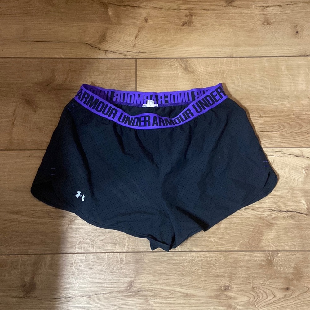 Mesh black and purple under armour shorts